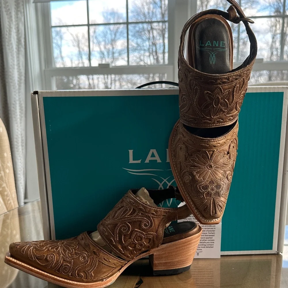 Lane Women's Tan Embroidered Mules - Picture 2 of 11